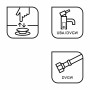 Icons für Pop-Up Ventil, UBA/DVGW und DVGW Zertifizierung der baliv Waschtischarmatur.
