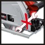 Einhell TE-PS 165 Tauchsäge, Detailansicht des Sägeblatts und der Einstellmechanismen.