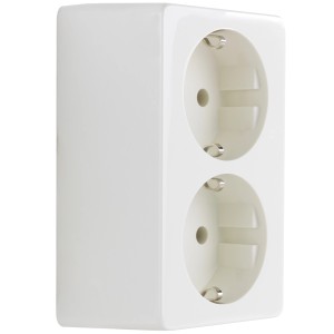 REV Ritter Aufputz-Steckdose, 2-fach, Weiß. Standard Steckdose für Innenräume.