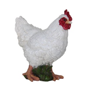 Stehende Deko-Figur Huhn, 15 cm, aus Polystone für die Gartendekoration.