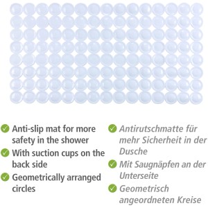 Wenko Wanneneinlage Belem, weiße Badewannenmatte mit Saugnäpfen für mehr Sicherheit im Bad.