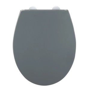 Wenko WC-Sitz Ostuni Grau aus Thermoplast mit Absenkautomatik und Edelstahl-Befestigung.