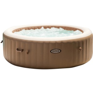 Beiger Intex PureSPA Bubble Massage Whirlpool aus Vinyl, Ø 216 cm, für bis zu 6 Personen.