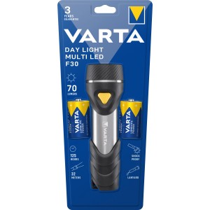 Varta LED-Taschenlampe Day Light Multi LED F30 mit Batterien, robustes Gehäuse.