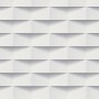 Vliestapete mit 3D-Effekt, geometrisches Muster in Weiß und Grau, matte Oberfläche.