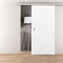 Novadoors Holzschiebetür Weisslack Wabe, 93,5x205,8 cm, vor Wand montiert.