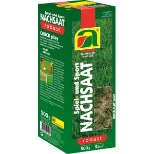Austrosaat Nachsaatrasen Quick Play, 0,5 kg Packung. Rasensamen für schnelle Reparatur von Rasenflächen.