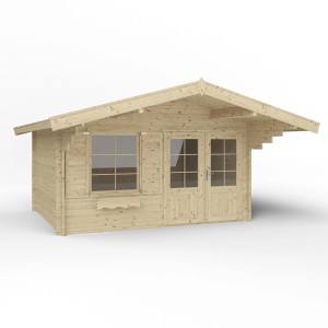 OBI Holz-Gartenhaus Riva B, naturbelassen, mit Doppeltür und Fenster. Ideal als Gartenpavillon oder Geräteschuppen.