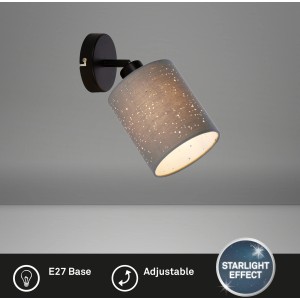 Grau-schwarzer Brilo Spot Stofa mit Sternenmuster, dreh- und schwenkbar.