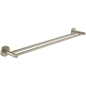 Grohe Essentials Doppel-Badetuchhalter, Nickel gebürstet, zur Wandmontage. Handtuchhalter aus Metall.