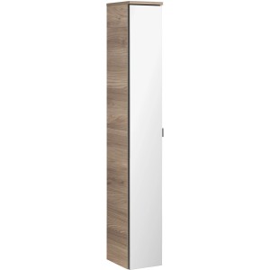 Fackelmann Bad-Hochschrank Luxor in Steinesche, schmaler Badezimmerschrank mit weißer Tür.