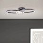 Moderne, schwarze LED-Deckenleuchte Bray, 52x30 cm, mit runden Elementen. Ideal für Wohnräume.