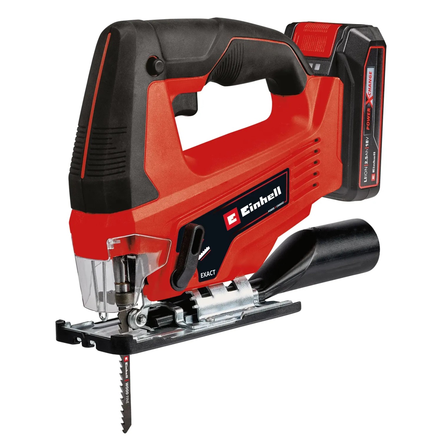Einhell Akku-Stichsäge TC-JS 18/70 mit Akku und Ladegerät, rot/schwarz. Stichsäge für Holz, Stahl und Kunststoff.