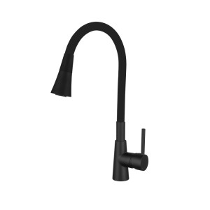 Schwarze Inter Ceramic Küchenarmatur Havanna mit flexiblem Auslauf und Einhebelmischer. Modernes Design.