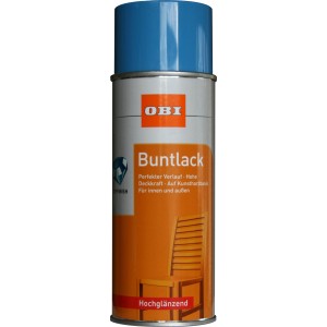 OBI Buntlack Spray, lichtblau, hochglänzend, 400ml Dose. Universell einsetzbar für Innen und Außen.
