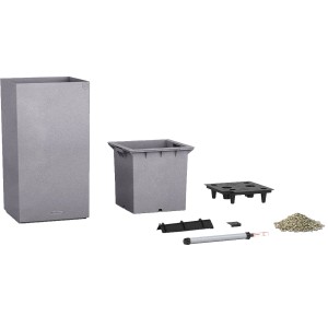 Lechuza Canto Stone high Pflanzgefäß, steingrau, 30x56cm, mit Zubehör und Bewässerungssystem.