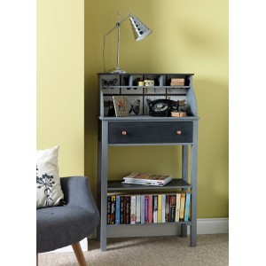 Anthrazitfarbener Sekretär mit Rust-Oleum Kreidefarbe-Möbellack behandelt.