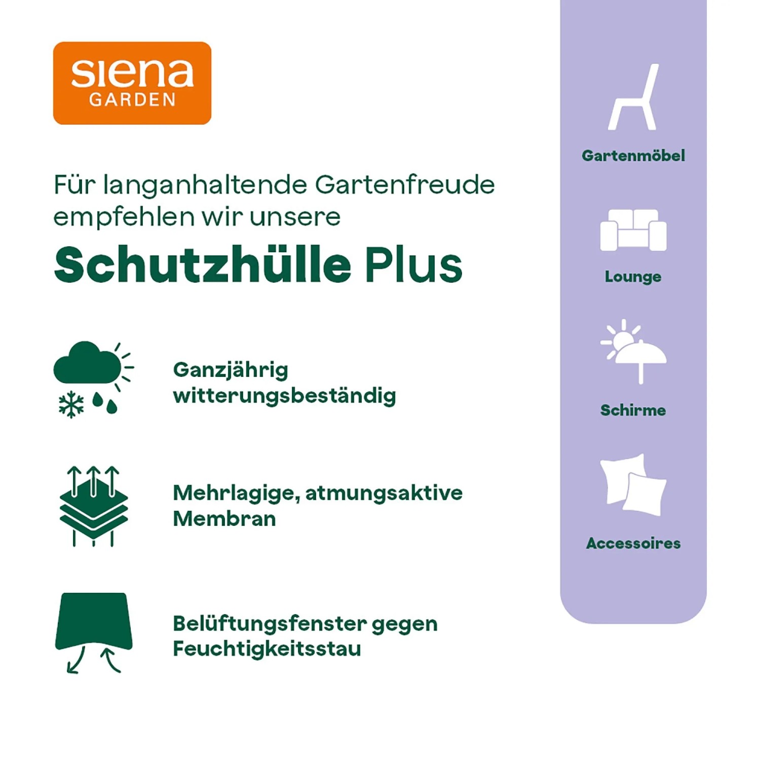 Siena Garden Schutzhülle Plus für Sitzgruppen, beige, wetterfest und atmungsaktiv.
