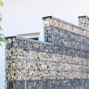Bellissa Gabionen Mauersystem Paravento, verzinktes Erweiterungsset mit Steinen gefüllt.