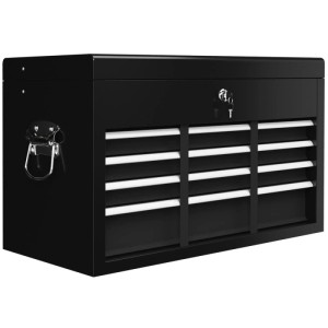 HOMCOM Werkzeugkasten Werkzeugkoffer Stahl Schwarz 60L x 26B x 34H cm