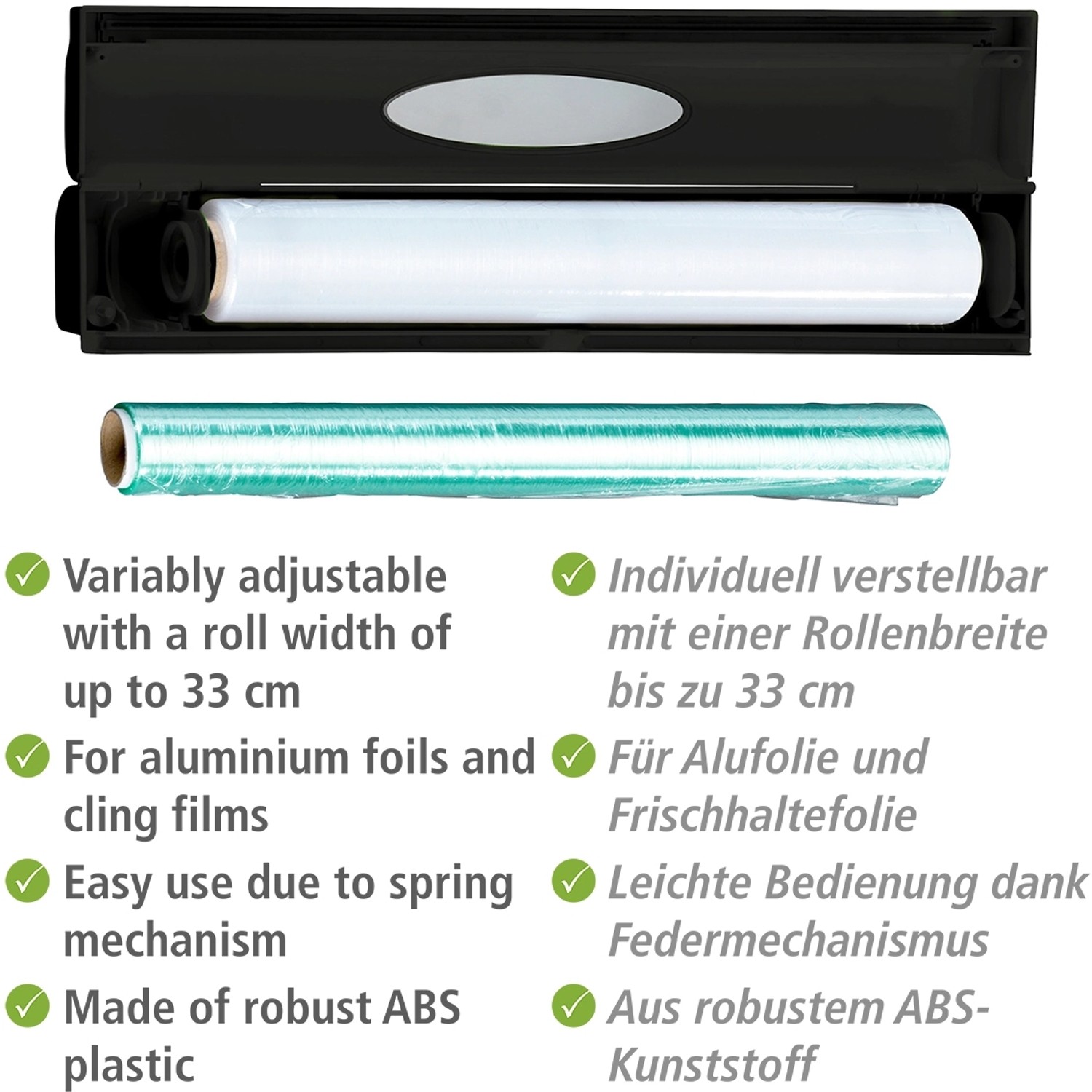 Wenko Folienspender Perfect Cutter Black Outdoor Kitchen, schwarz, für Grillutensilien.
