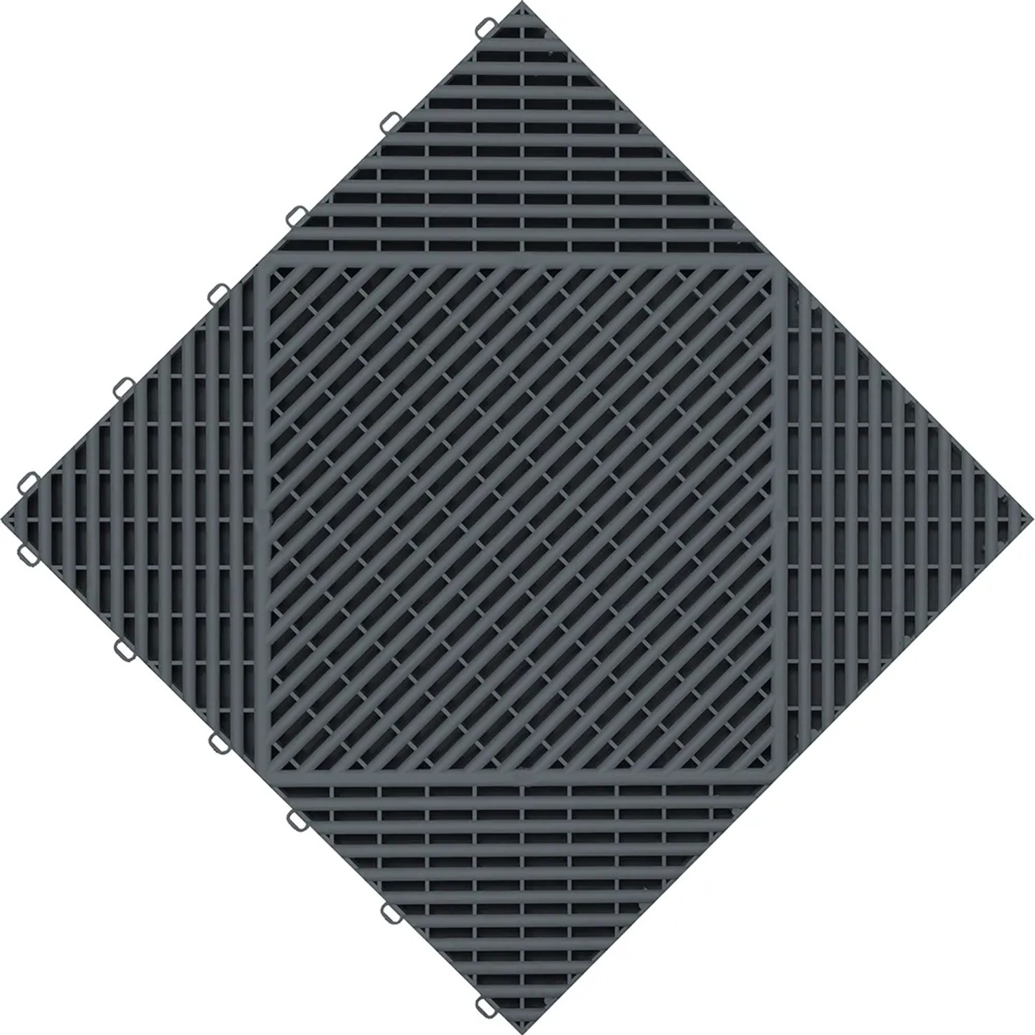 Dunkelgraue Florco Kunststoff-Klickfliese classic, 40x40 cm, 6er-Pack. Ideal für Balkon, Terrasse & Garage.