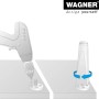 Montage des grauen Wagner Möbelbeins Wood V2 (Kiefer) mit Schrauben und Drehbewegung.