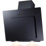 Schwarze PKM Dunstabzugshaube 9039X für Flex-Well Küche, Glas schwarz, mit LED-Beleuchtung.