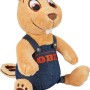 OBI Biber Plüschtier, orange, mit blauer Jeans-Latzhose und OBI Logo. Kuschelige Dekofigur für Kinder.