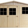 Timbela Holz-Gartenhaus M335+M335G, 9 m², mit Fenstern und Boden. Unbehandeltes Holz.