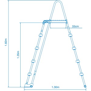 Technische Zeichnung einer Intex Sicherheits-Einstiegsleiter für Pools (122-132cm Höhe) mit Maßangaben.