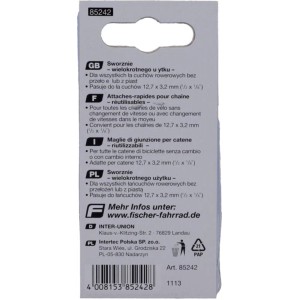 Fischer Kettenverschlussglieder, 12,7 mm, 2 Stück, für Fahrradketten ohne Schaltung.