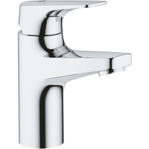 Grohe BauFlow Waschtischarmatur in Chrom, S-Size. Einhebelmischer für Waschbecken mit glänzender Oberfläche.