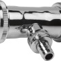 Verchromtes Rohrstück mit Schlauchverschraubung (20 mm) für Waschmaschinen-Ablauf.