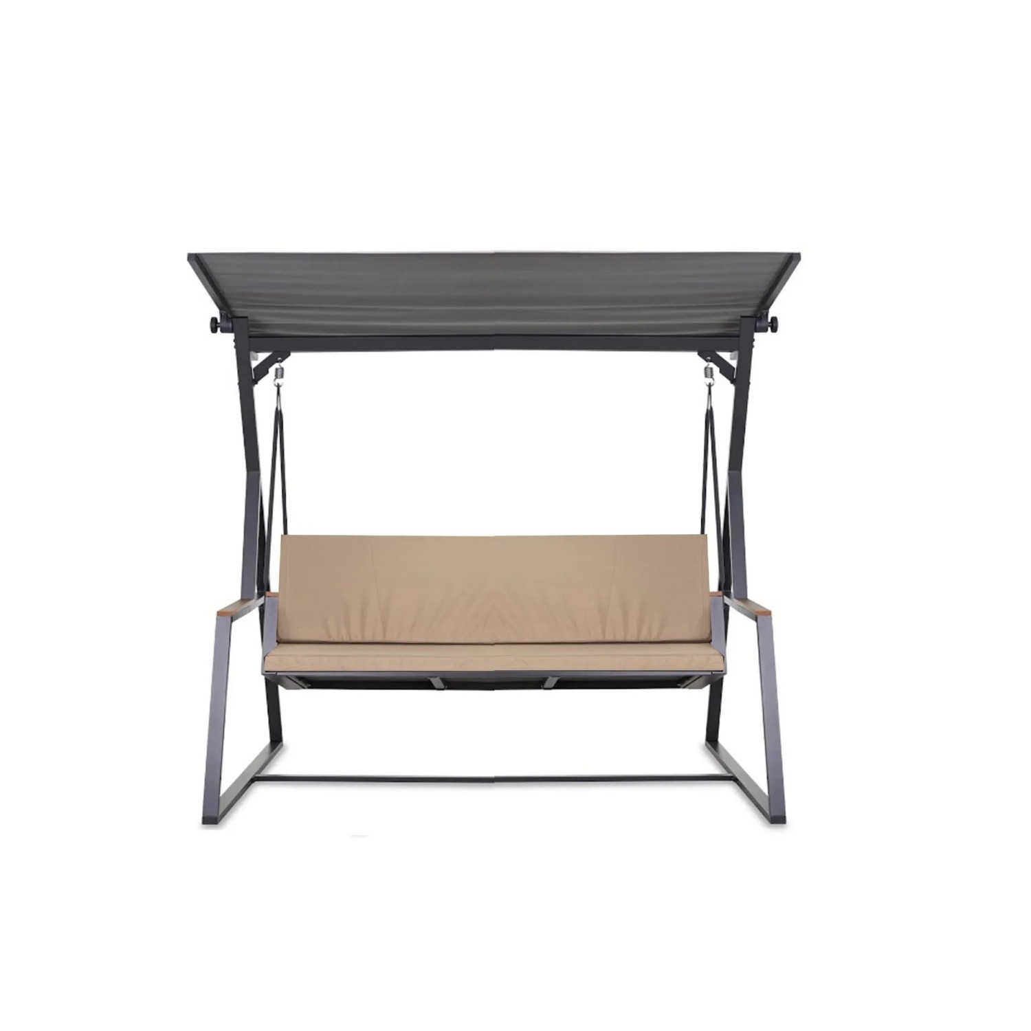 Beiges Kissen-Set für 2-Sitzer Hollywoodschaukel, 110x60x50x7cm. Bequeme Sitzkissen & Gartenstuhlauflagen.