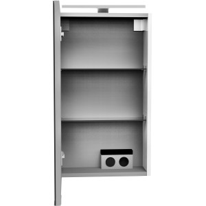 Offener Fackelmann Spiegelschrank SBC, weiß, 40 cm breit, mit Einlegeböden. Badezimmerschrank.