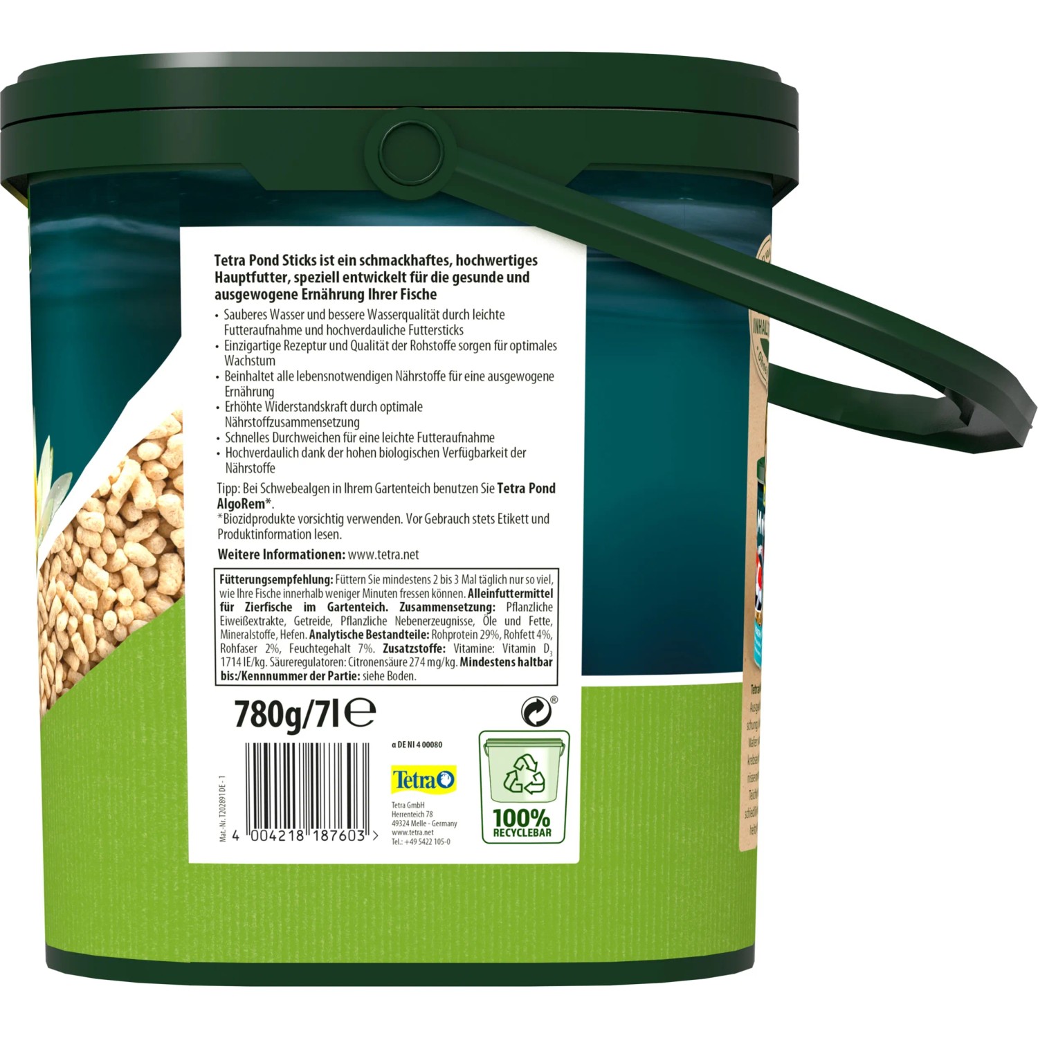 Tetra Pond Fischfutter Sticks, 7 l Eimer, Hauptfutter für Teichfische.