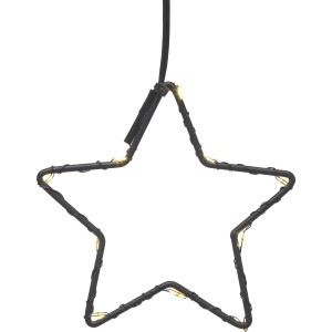 Schwarzer LED Stern Lichtervorhang für Außen, warmweißes Licht.