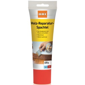 OBI Holz-Reparatur-Spachtel, naturbraun, 400g Tube zum Ausbessern von Holzoberflächen.