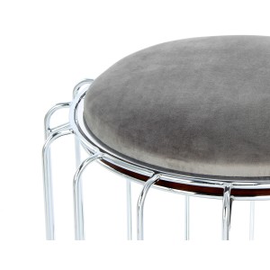 Kayoom Beistelltisch-Hocker Pouf Comfortable, grau-silber, Ø 50 cm. Vielseitiger Hocker/Tisch mit Samtbezug.
