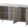 Selsey Sideboard Bemmi, kaschmirgrau, 150 cm, mit schwarzen Metallbeinen. Offene Fächer bieten viel Stauraum.