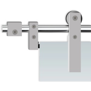 Novadoors Schiebetürsystem Nova 418 in Edelstahloptik, Detailansicht.