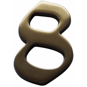 Bronzefarbene Hausnummer 8 aus Messing für die Wandmontage.