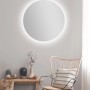 Runder LED-Lichtspiegel Silver Barbier, Ø 80 cm, weiß matt, mit umlaufender Beleuchtung.