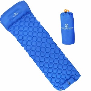 Blaue Sportisfaction Isomatte, selbstaufblasend, mit Packtasche für Camping & Outdoor.