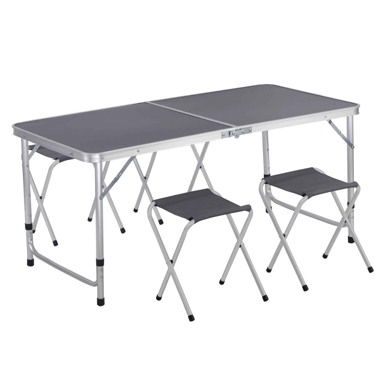 Greemotion Camping-Set mit 4 Hockern und Klapptisch Silber-Anthrazit kaufen  bei OBI