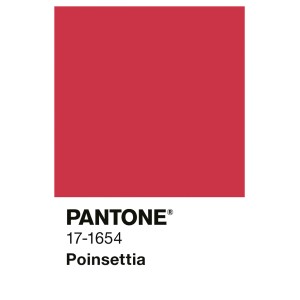 Quadratische Farbprobe der Alpina Innenfarbe Pantone Poinsettia Rot. Kräftige Wandfarbe für Innenräume.