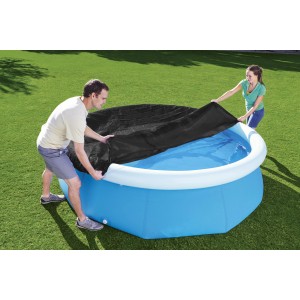 Bestway Pool Abdeckplane, schwarz, für Fast Set Pools Ø 240 cm, schützt vor Schmutz.