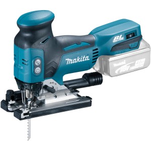 Makita Akku-Pendelhub-Stichsäge, blau-schwarz, mit Akku. Stichsäge für präzise Schnitte.