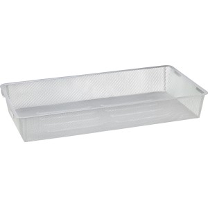 Metall-Drahtgitterkorb in Alu-Weiß, 12x39x80cm, für Regale & Regalböden zur Aufbewahrung.